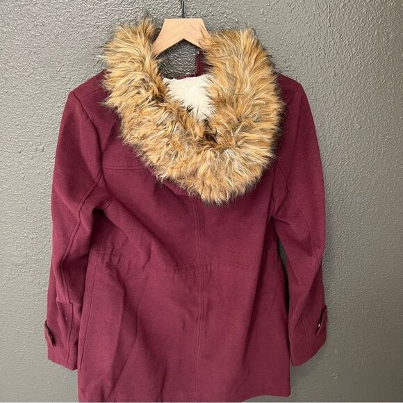 Denim & Co Anorak Jacket Sherpa Lined Hood Women in Deep Burgundy | size XS - Picture 6 of 11